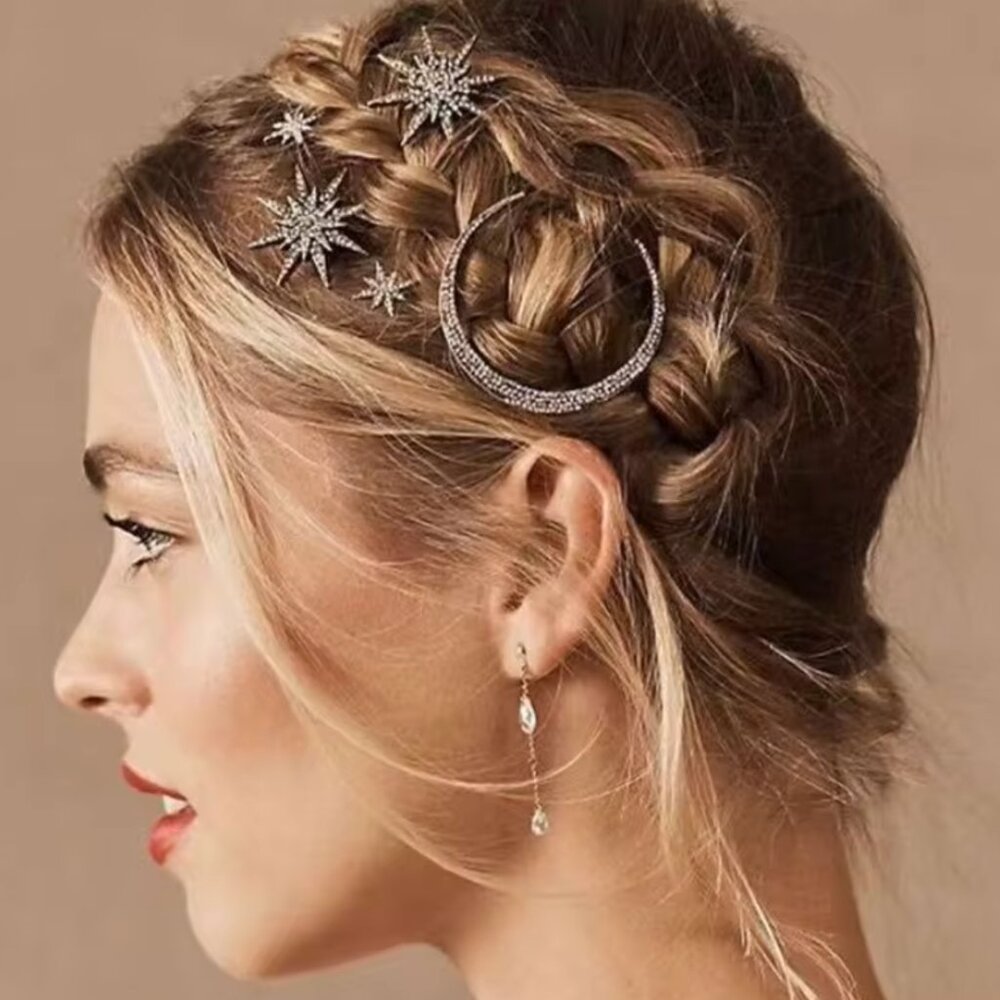 Sun and Moon Gold Hair Clip Set